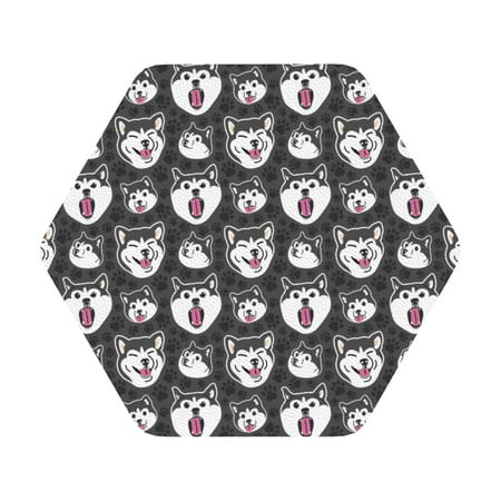 

Coaee Husky Print Leather Coasters Set of 6 Non-Slip Washable Cup Coasters for Home Office Bar Hexagon