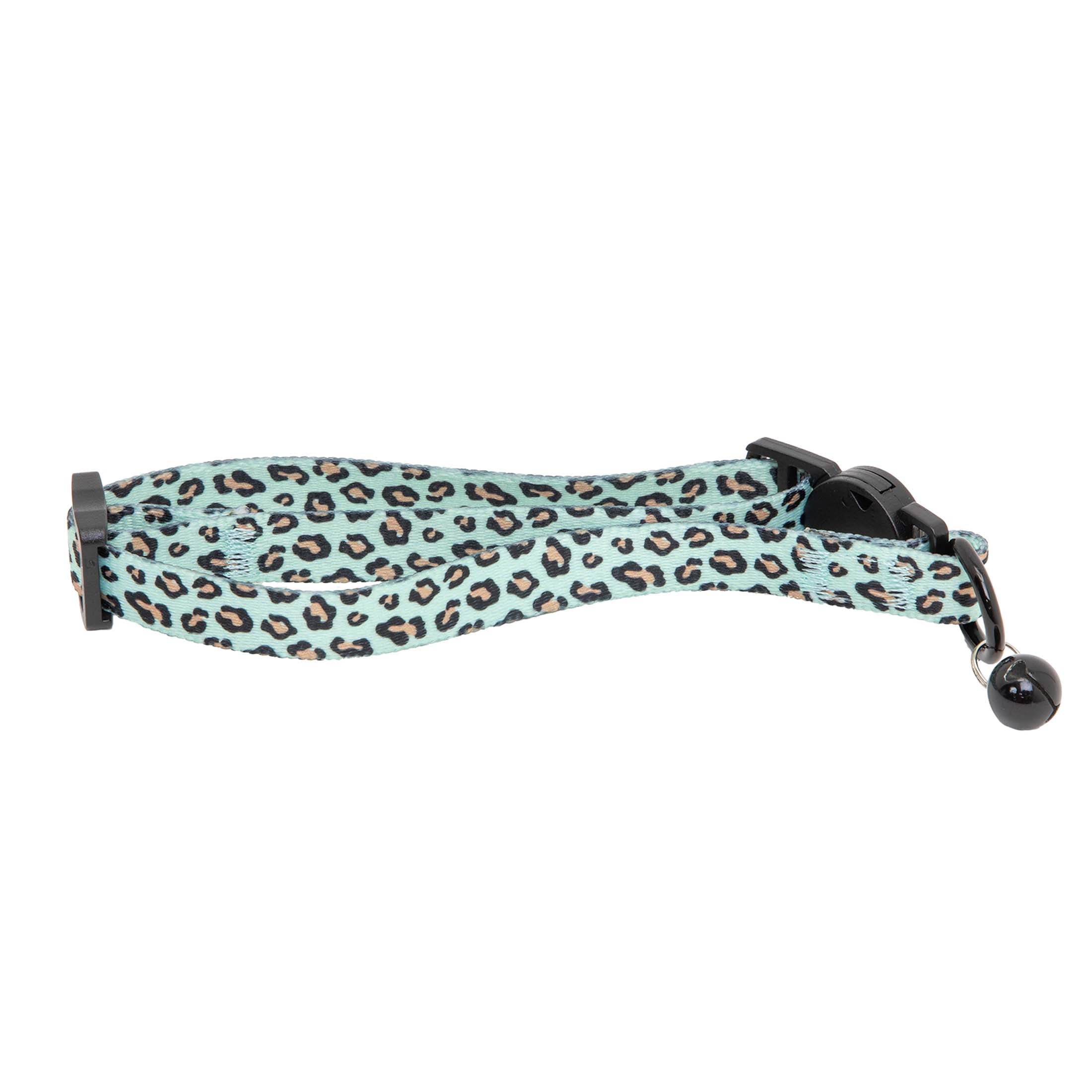 Vibrant Life 2-Pack Wide Cat Collar, Black with Silver Dots, and Mulit Leopard, One Size