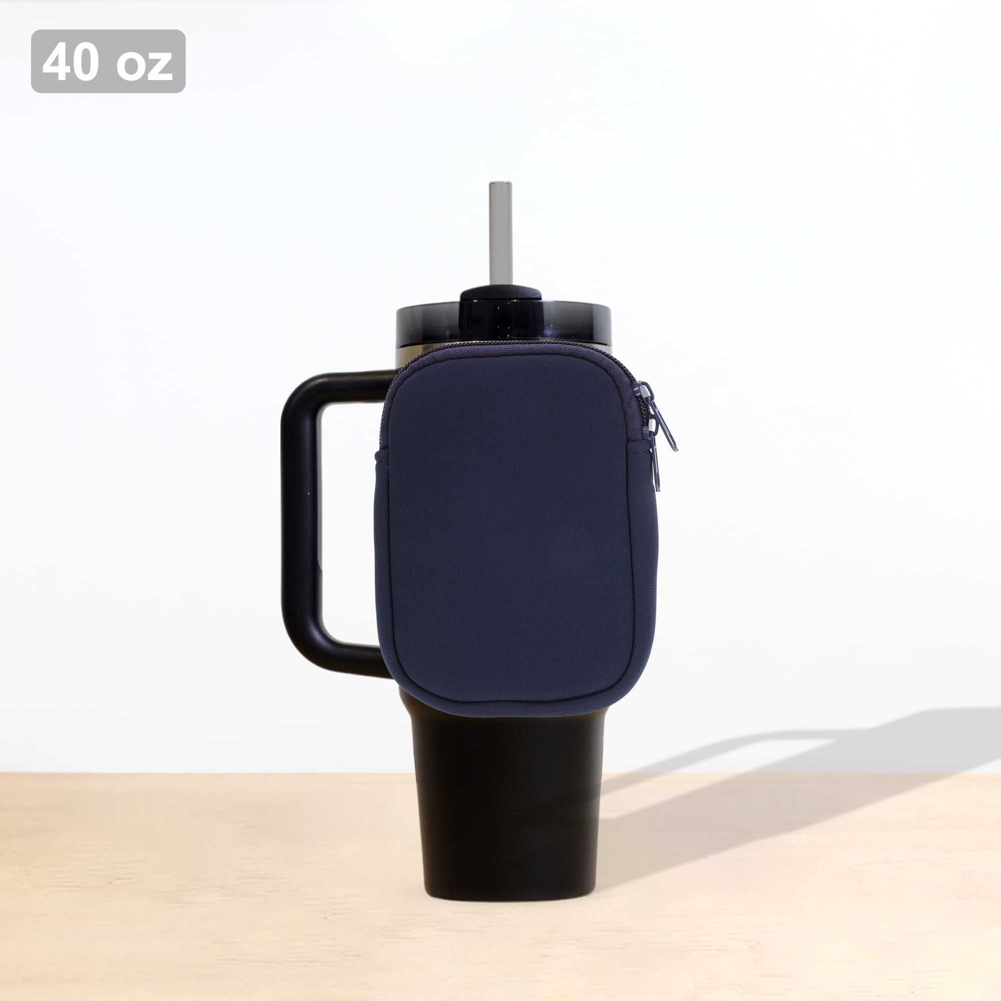 Unique Bargains 1Pc Durable Water Bottle Pouch with Single Pocket Navy Blue