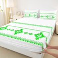 thumbnail image 5 of Castle Fairy Hippie Aztec Border King Sheets 4pcs,Tribal Geometric Strip Bedding,White Bright Green,1 Flat Sheet, 1 Fitted Sheet and 2 Pillowcases, 5 of 7