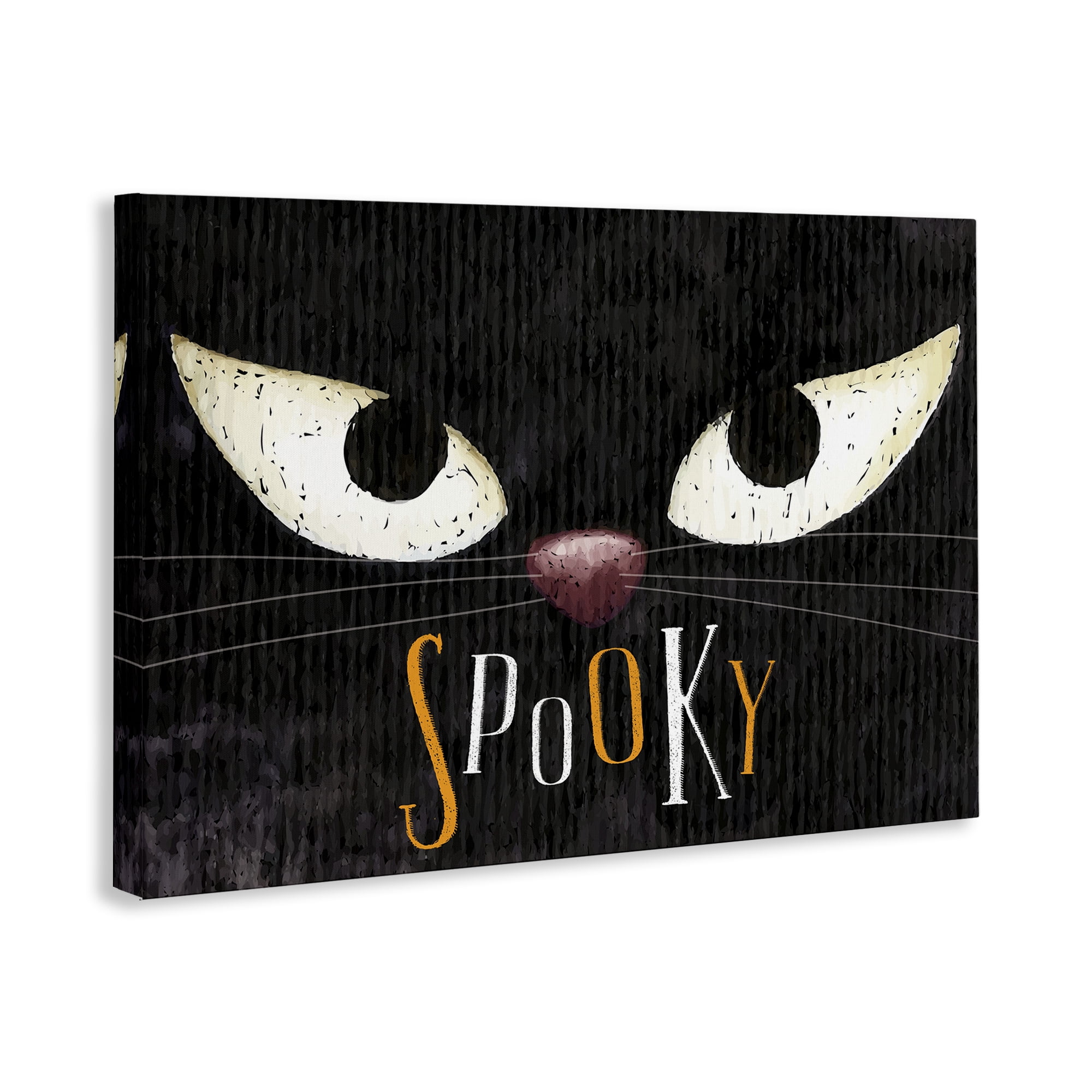 Stupell Industries Spooky Cat Eyes Animals Painting Wrapped Canvas Art Print Wall Art, 24 x 16
