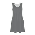 thumbnail image 4 of Liquidation d'Été 2025! Robe Grande Taille pour Femmes, Liquidation d'Été pour Femmes, Robe d'Été Unie Sans Manches Col en V avec Poche, 4 of 5