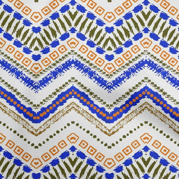 oneOone Cotton Silk Royal Blue Fabric Ikat Craft Projects Decor Fabric Printed By The Yard 42 Inch Wide