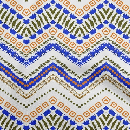 oneOone Silk Tabby Royal Blue Fabric Ikat Sewing Material Print Fabric By The Yard 42 Inch Wide