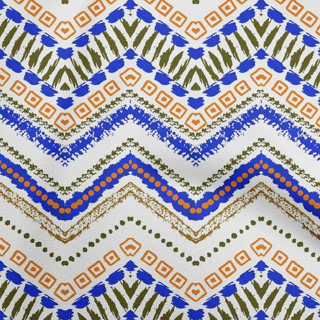 oneOone Rayon Royal Blue Fabric Ikat Fabric For Sewing Printed Craft Fabric By The Yard 56 Inch Wide