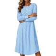 thumbnail image 4 of Omexry Cute Summer Dresses Women's Fashion And Leisure Splicing Long Sleeve Round Neck Loose And Comfortable Dress, 4 of 7