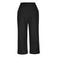thumbnail image 4 of Bigersell Womens Capris Pants for Summer Fashion Womens Casual Color Elastic Loose Pants Straight Wide Leg Trousers with Pocket Black 3xl, 4 of 9
