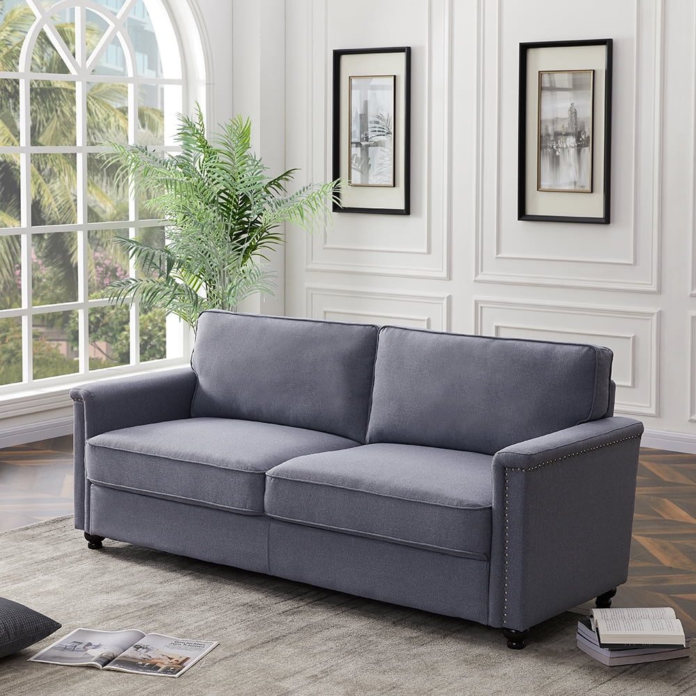 Kepooman 45" Modern Sofa Bed, Upholstery Fabric 3 Seater Sectional Sofa with Wood Leg, Green Kepooman 45" Modern Sofa Bed, Upholstery Fabric 3 Seater Sectional Sofa with Wood Leg, Green