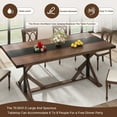 thumbnail image 4 of Blotout 71" Modern Farmhouse Dining Table for 6-8 Person, Rectangular Wood Dining Table with Adjustable Feet, Kitchen Table for Dining Room, Gathering, Kitchen (Brown), 4 of 11