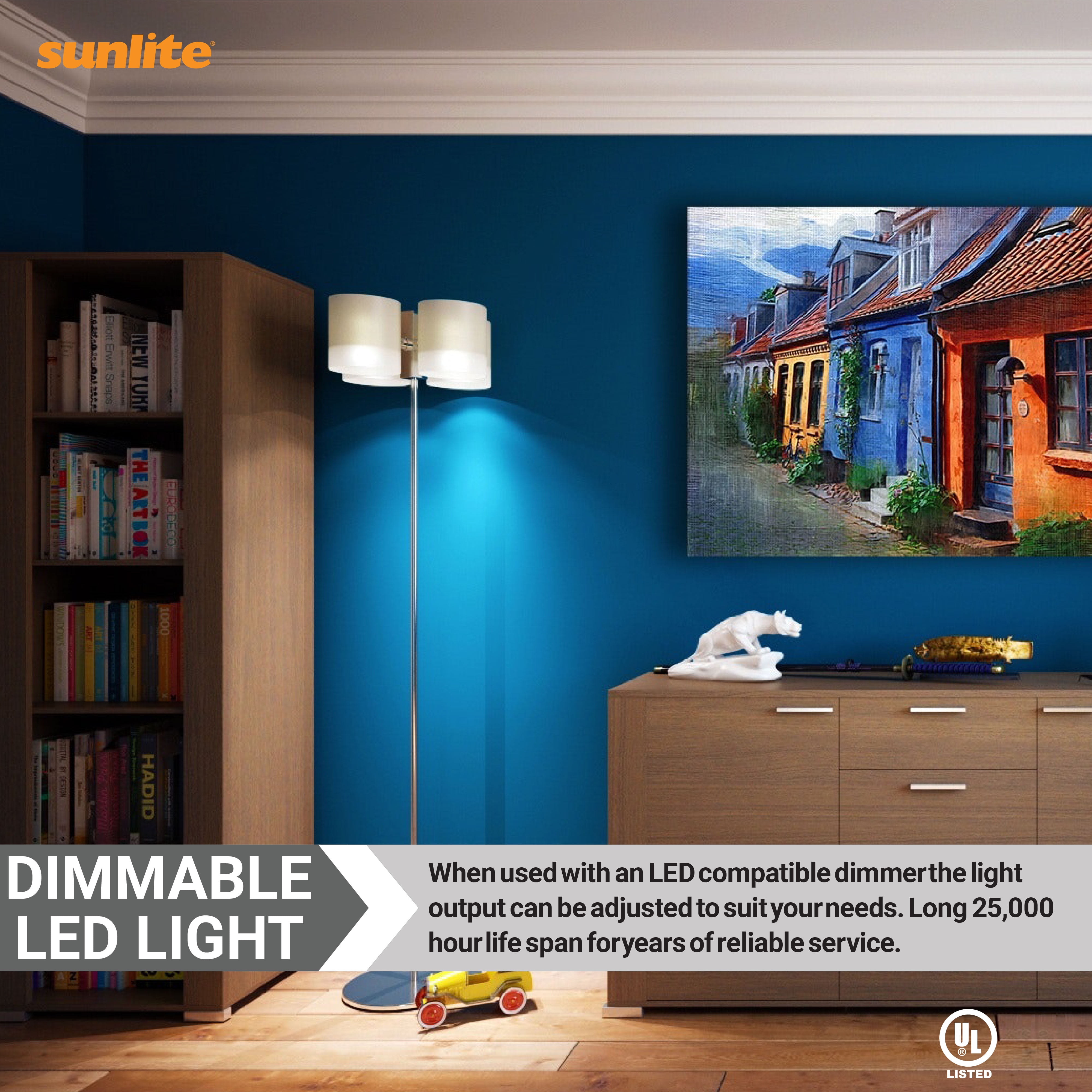 Sunlite LED A19 Light Bulb, 15 Watts (100W Equivalent), 1600 Lumens, Medium E26 Base, Dimmable, UL Listed, Frost, 5000K Daylight, 6 Pack