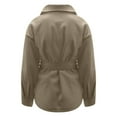 thumbnail image 5 of Plus Size Coat Long Sleeve Buttoned Lapel Closure Jacket Solid Women's Plus Size Sweater Coats (Khaki XXL), 5 of 6