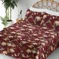 thumbnail image 3 of Ambesonne Nature Fitted & Flat Sheet with Sham 3 Pcs Set, Art Butterfly Protea Flower, Twin XL, Pale Camel Maroon and Black, 3 of 5