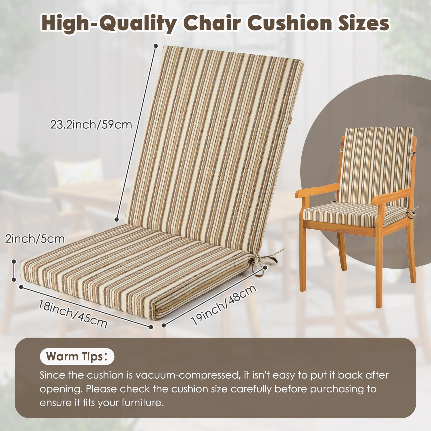 MOONORAH Outdoor Chair Cushions for Patio Furniture, 40"L x 18"W Rectangle Outdoor Chair Pads for Garden Sofa Couch Chair, Midback Chair, Rocking Chair, Waterproof Patio Seat Furniture Cushion