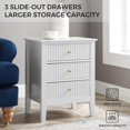 thumbnail image 5 of Fluted White Nightstand with Drawers, White Night Stand for Living Room Bedroom,Wavy Bedside Table with Gold Handles,3 Drawers Tall Side Table, 24 inch, 5 of 6