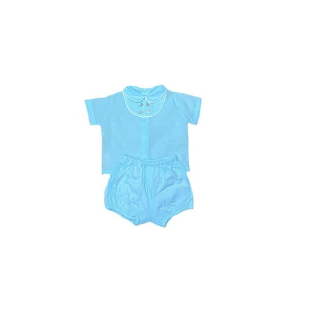 

Baby Blue Boy Set Blue Plumeti Top and Shorts