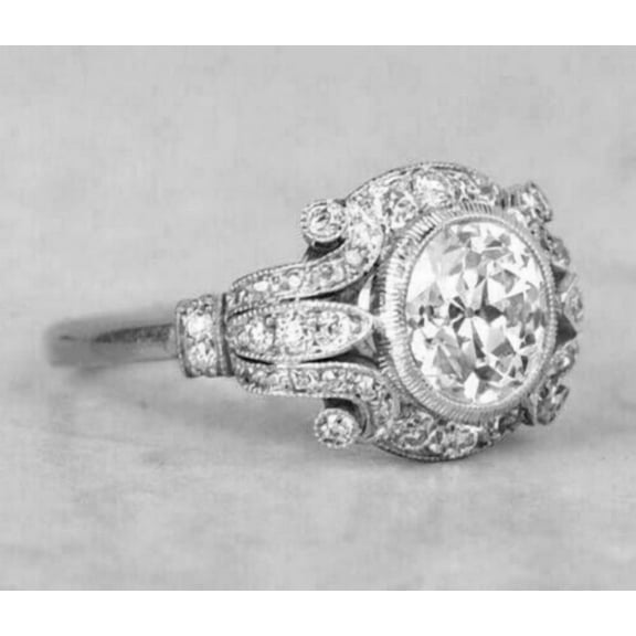 2Ct Round Lab Created Diamond Beautiful Engagement Ring For Women 14K White Gold Plated