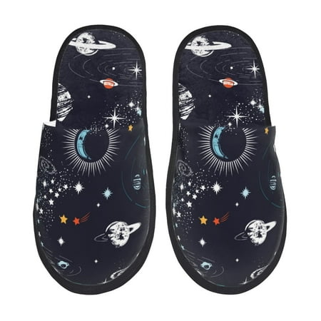 Balery Galaxy2 Slient Indoor Furry Fleece Comfort House Shoes Soft Non-Slip Home Shoes Cotton slippers House Slippers-- Medium