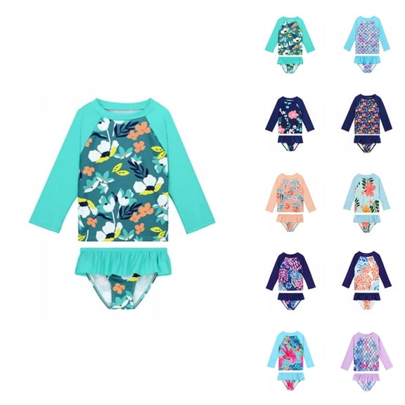 Girls Swimsuit Athletic Bikini Girl's 2 Piece Swimsuit High Waist Bathing Suit Matching Cover Up Set Quick-Dry Performance Swimwear for Children