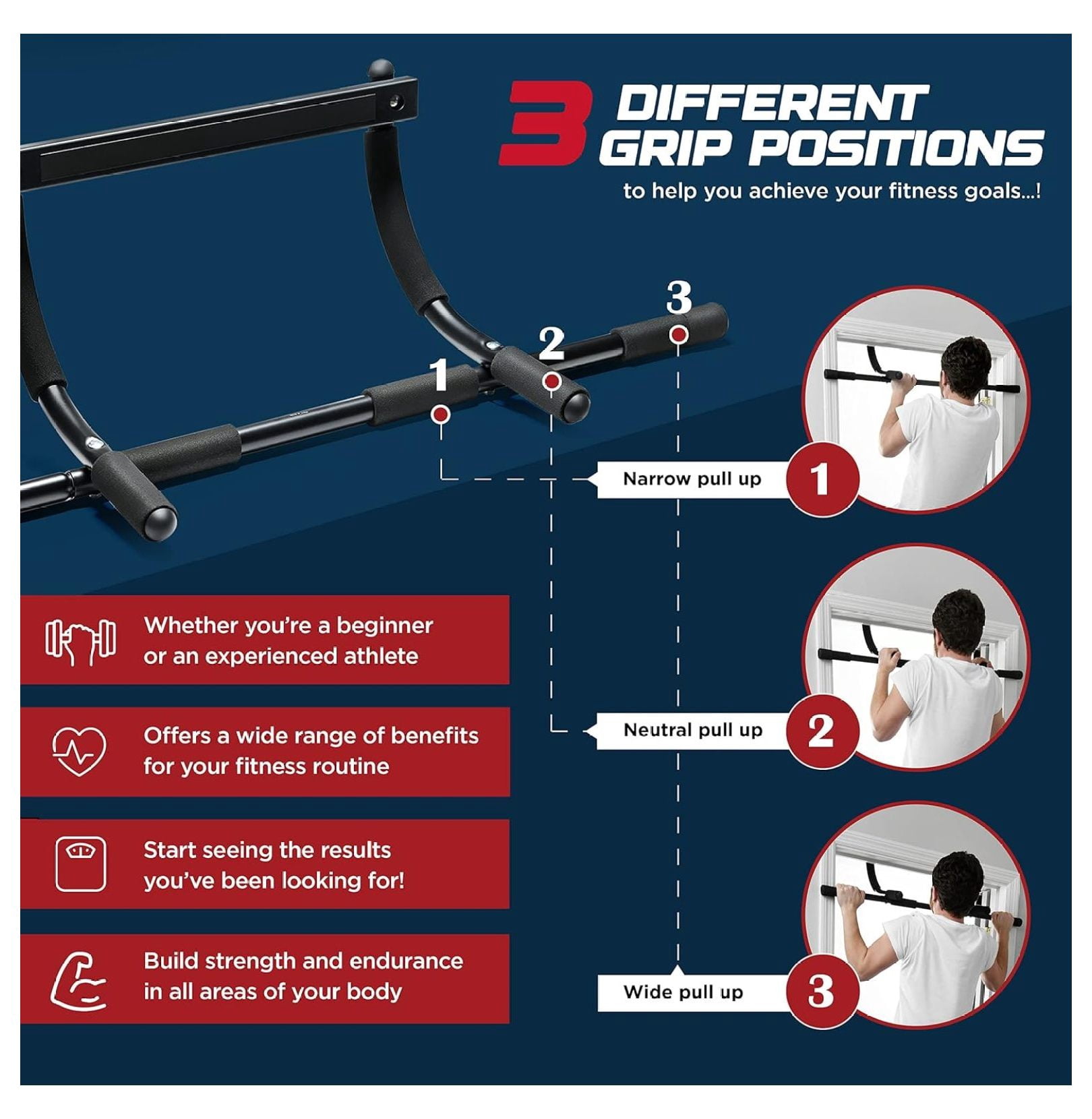 Pull up bar Doorway Heavy Duty Chin up bar Trainer for Home Gym Doorway Pull up bar or dip bar