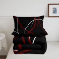 thumbnail image 5 of Homewish Red White Lines Queen Comforter Set,Abstract Modern Comforter Sets Queen,Black Red,Black Reversible,3 Pieces,1 Comforter and 2 Pillowcases, 5 of 7