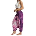 thumbnail image 4 of XIAOFFENN Yoga Pants For Women Athletic Works, Womens Baggy Harem Pant Elastic Waist Drop Crotch Pant Lightweight Cotton Casual Wide Leg Beach Yoga Pants Purple Free Size, 4 of 8