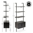 thumbnail image 4 of happimess MSH1002A Tulare 72.05" MidCentury Industrial 4-Shelf Wood Wall-Mounted Open Ladder Bookcase with Cabinet and Metal Frame, Black, 4 of 9