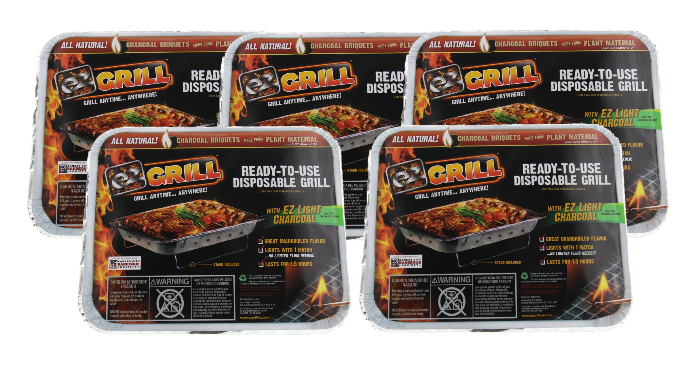 Disposable Grill by EZ Grill, 5 Pack Small Size Disposable Charcoal
