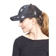 thumbnail image 3 of Vintage Distressed Pony Tail Outlet Mesh Adjustable Hat, Black, 3 of 4