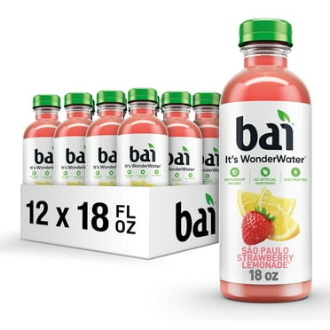 Bai Flavored Water, São Paulo Strawberry Lemonade, Antioxidant Infused Drinks, 18 Fluid Ounce Bottles, (Pack of 12)