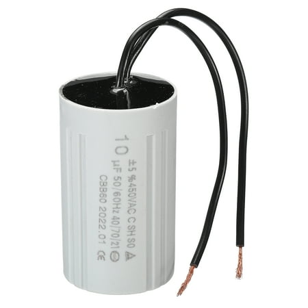 

CBB60 10uF Running Capacitor AC 450V 2 Wires 50/60Hz Cylinder 60x35mm for Motor Start