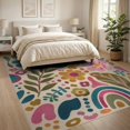 thumbnail image 3 of ODIKA 8'x10' Washable Area Rug Pastel Floral Whimsy Artistic Design Vibrant Botanical With Playful Modern Twist for Living Room, Under Sectional, Family , Durable, Non-Slip, 3 of 7