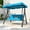 Blue, variant on Gartoo 3 Seat Outdoor Patio Swing with Converting Canopy, Cushioned Steel Frame Porch Canopy Swing Chair, Swing Glider Hammock for Patio, Garden, Black