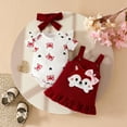 thumbnail image 2 of Afdoent Cute Outfits For Girls Toddler Baby Girls Short Sleeve Cartoon Print Romper And Skirts Headband 3Pcs Outfits Clothes Set For Children Cute Kids Clothes 6-9 Months, 2 of 9