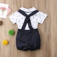 thumbnail image 4 of 2PCS Baby Boys Clothes Set Bow Collar Printed Romper Suspender Short Pants, 4 of 9