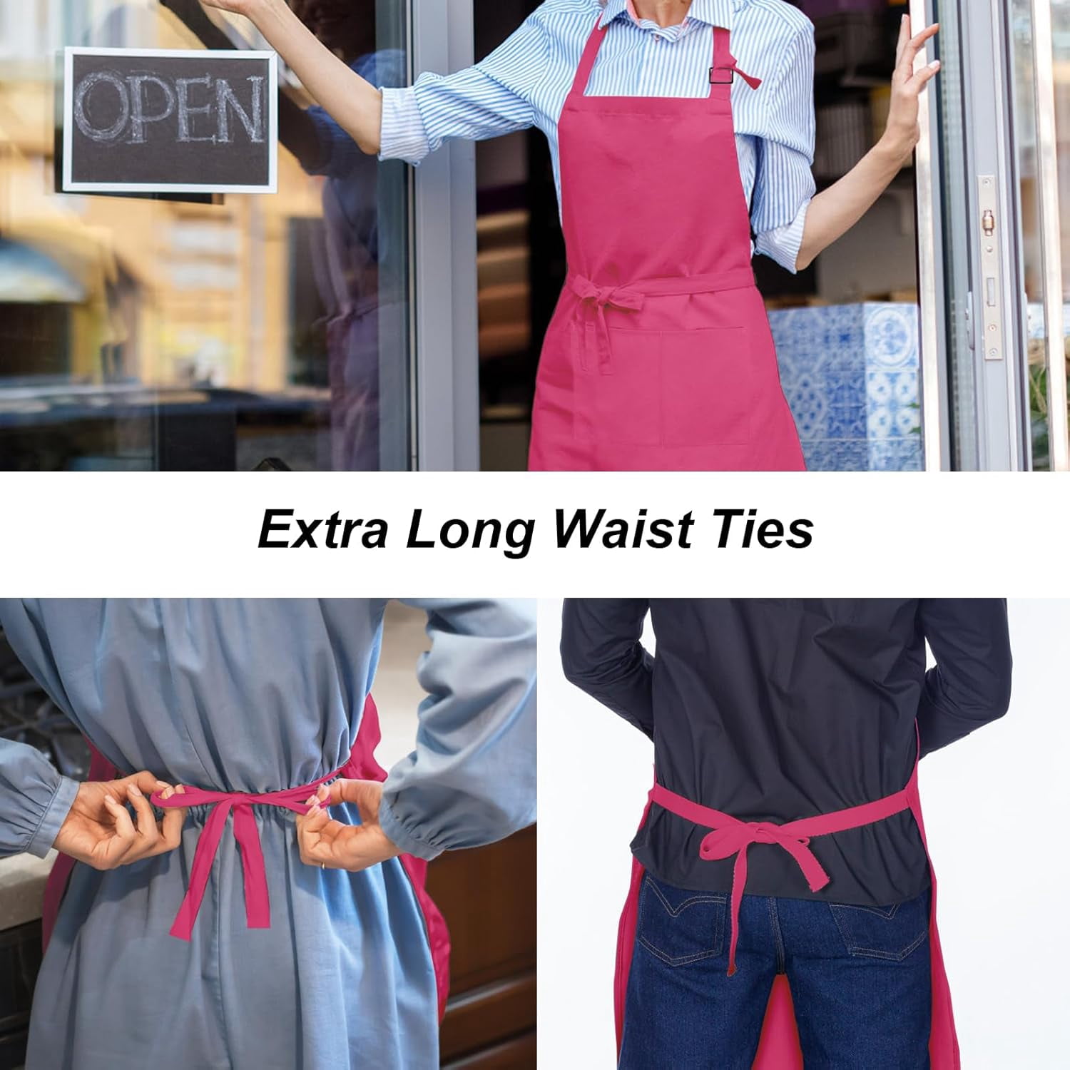 15 Pcs Adult Aprons Bulk with Pockets Adjustable Bib Chef Apron for Women Men Painting Cooking Crafting (S/L)