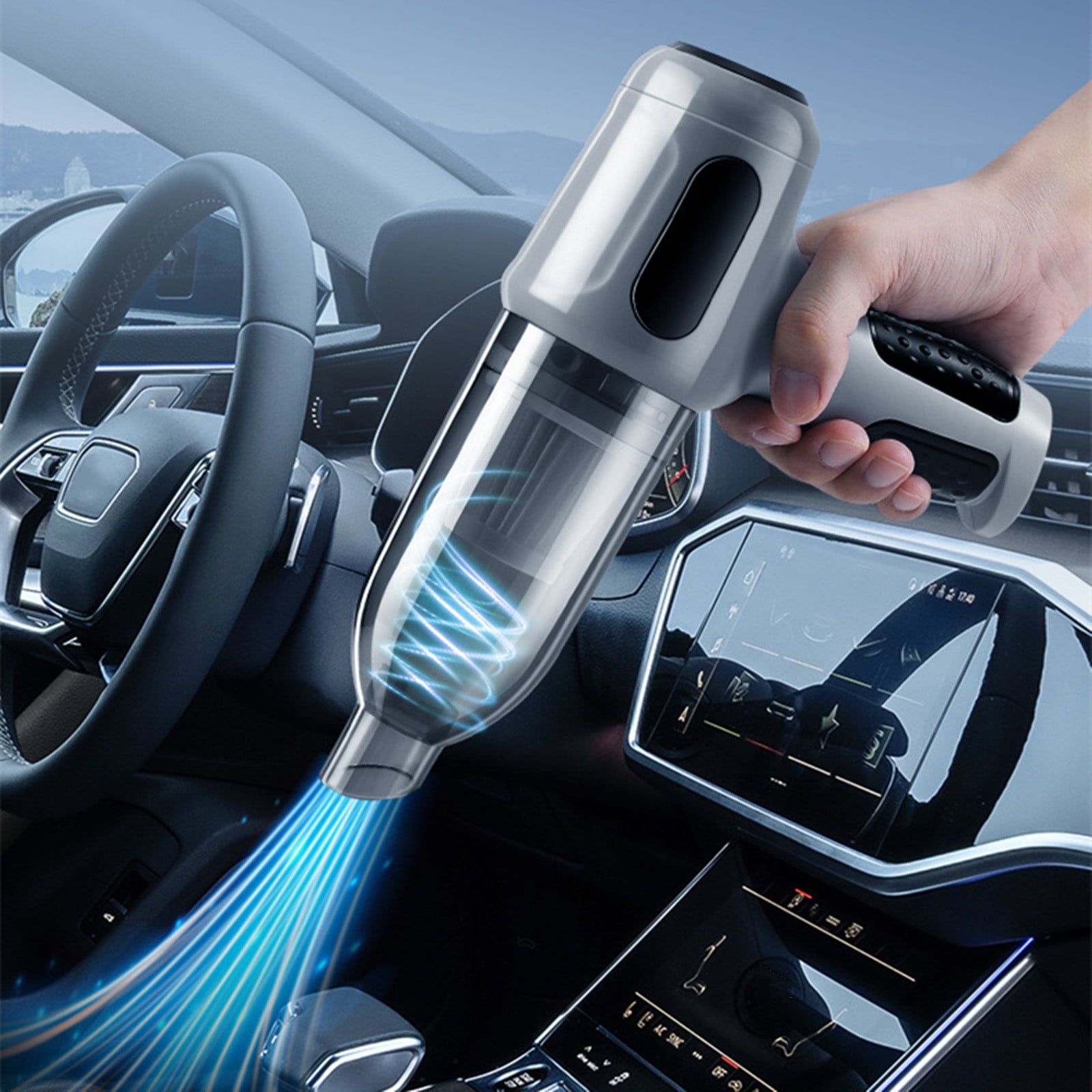Gnmfd Handheld Car Vacuum Cleaner, Strong Suction 6000Pa, Rechargeable Wireless Portable for Dry Wet Cleaning, Dust, Debris, Pet Hair Removal for Vehicles, Home, Office, Compact Lightweight Design