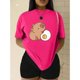 thumbnail image 3 of Playera Blusa De Capybara Comiendo Un Huevo Estrellado Capibara Ropa Para Mujer Divertida Color Fucsia Talla Chica Marca Emil SaEs, 3 of 4