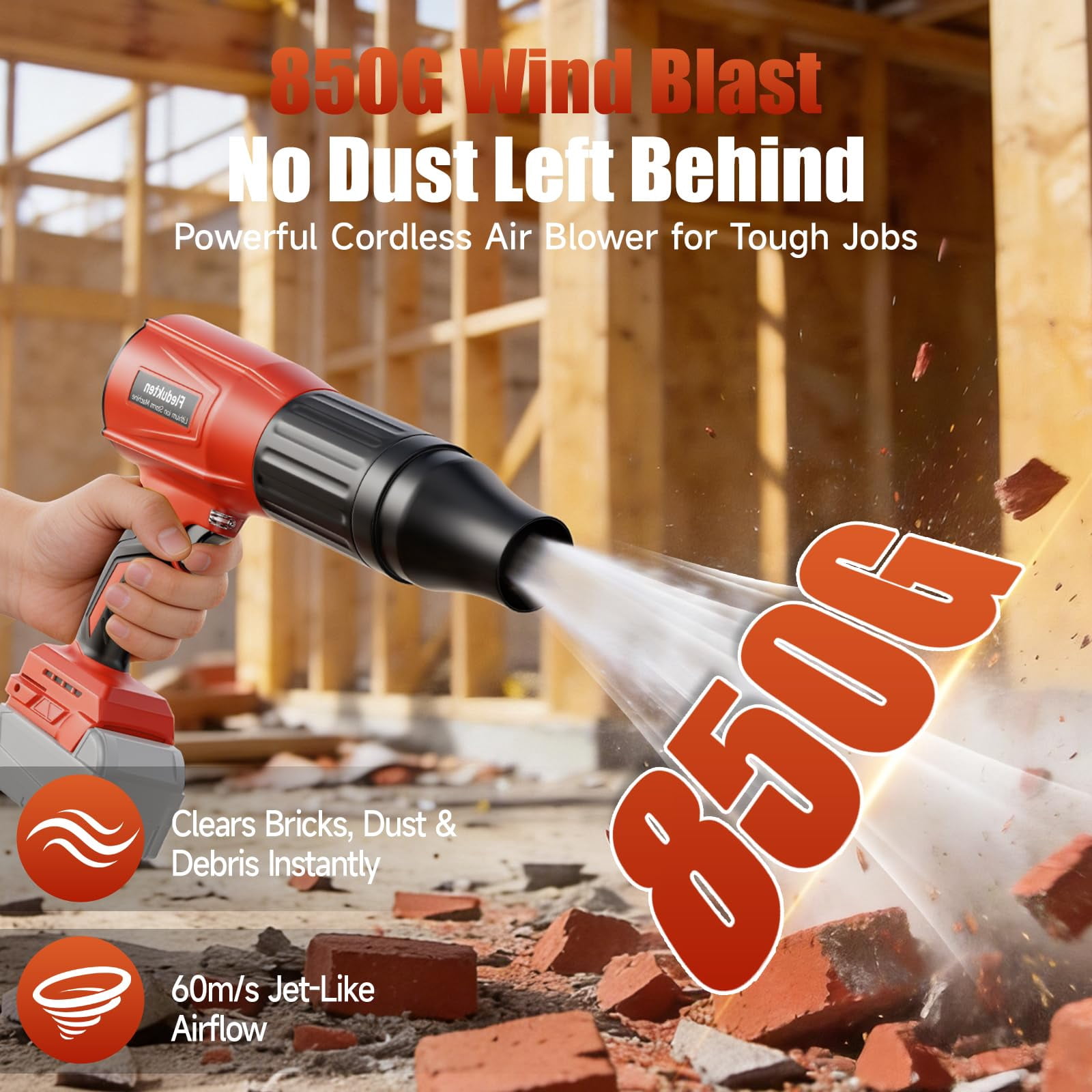 Cordless Leaf Blower Compatible with Milwaukee 18V Battery, 800,000 RPM Brushless Turbo Jet Blower, Lightweight Handheld Dust Blower for Patio, Lawn & Garage (Tool Only)