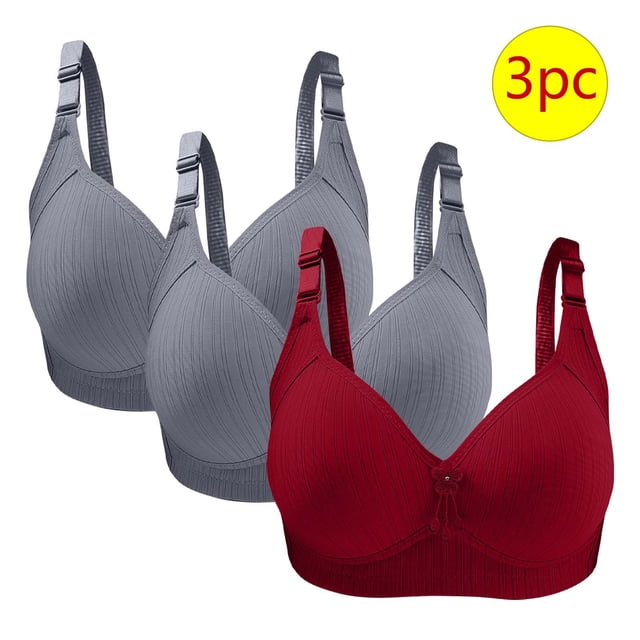 Bras for Women, 3PC Woman's Large Size Solid Color Without Steel Ring Gathering Comfortable Bras Daily Bra, Daily Bra