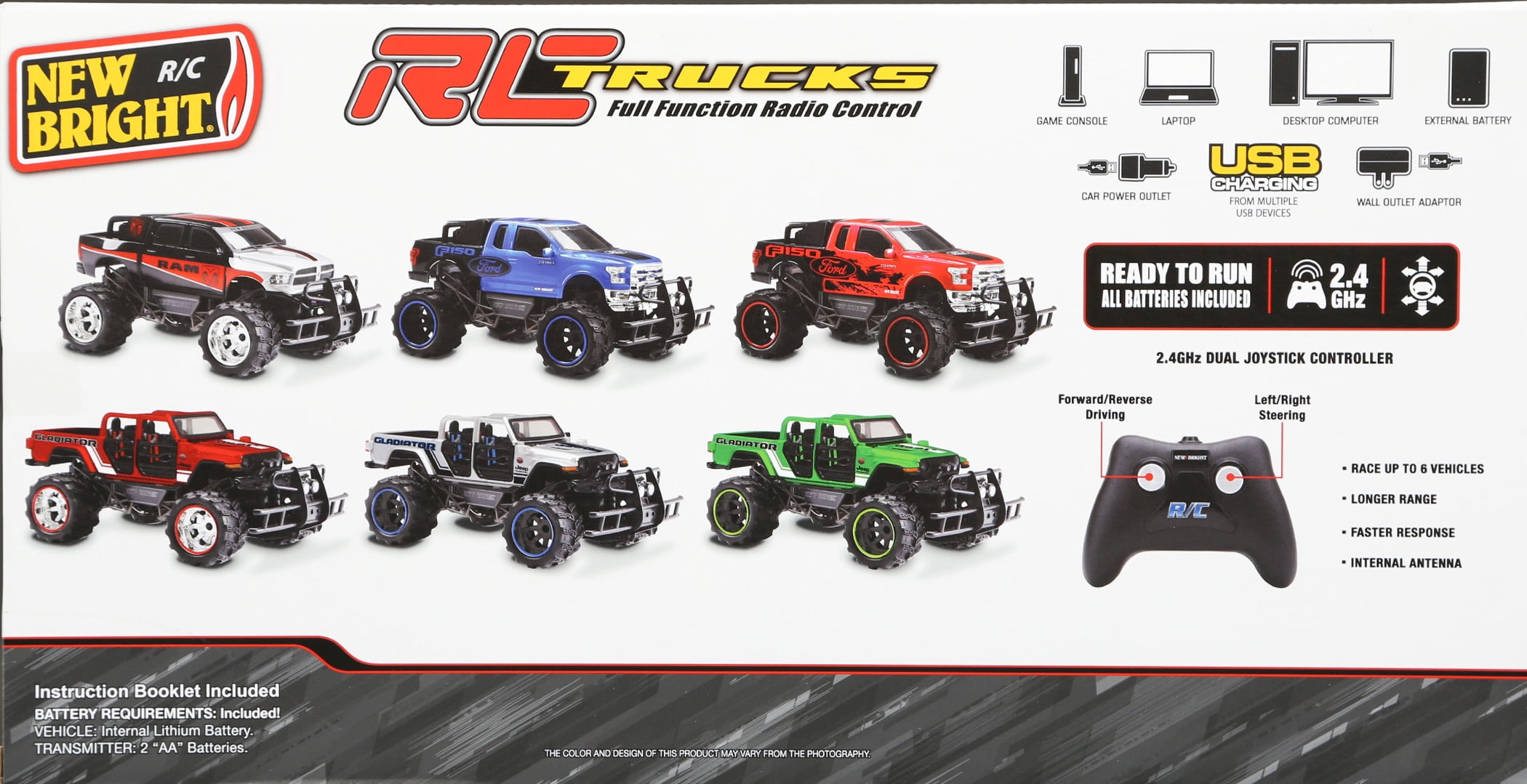 New Bright 1:14 Scale Remote Control Truck 2.4GHz USB Jeep Gladiator - White