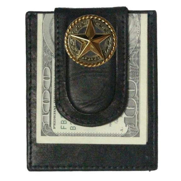 Custom Fancy Gold Star Paul and Taylor Money Clip Wallet Brown