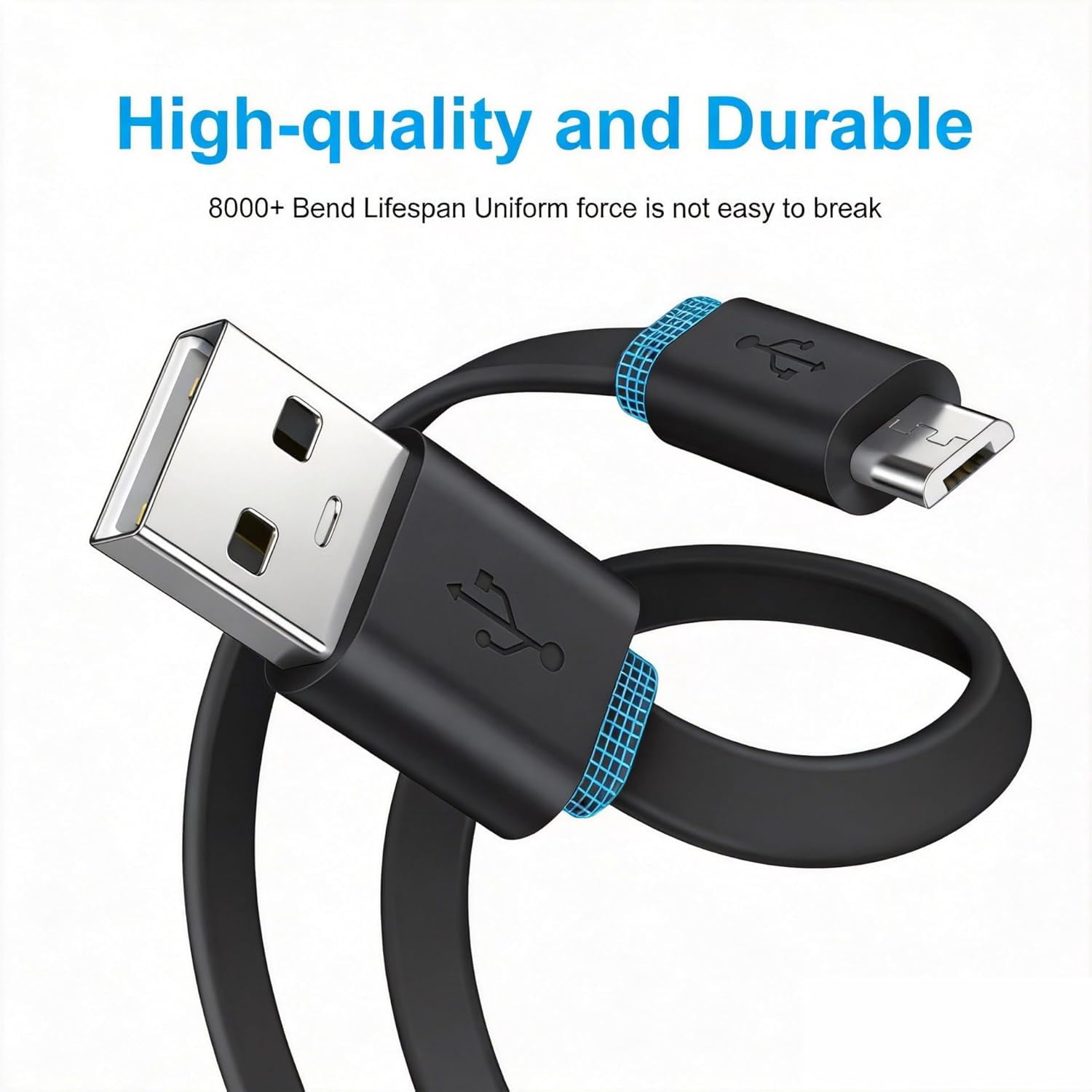 JJEAN-2 Pack 20FT Power Extension Cable,Flat Extension USB to Micro USB Charging Cord,Compatible with Wyze Cam v4/v3/OG/v3 Pro,Blink,Nest Cam Indoor,Fire Kindle(Not for Wyze Cam Pan v3,Not Type-C)