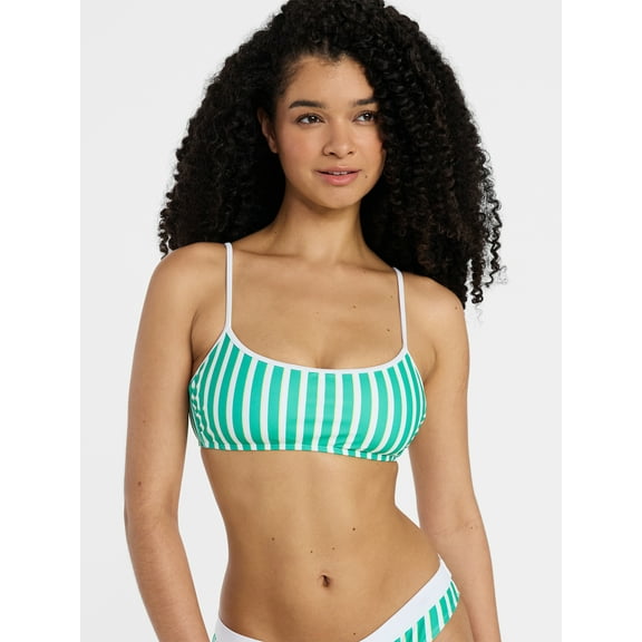 No Boundaries Sporty Stripe Bralette Bikini Top, Women's XXS-XXL