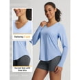 thumbnail image 5 of baleaf Women's Long Sleeve Sun Shirts UPF50+ UV Protection Rash Guard Lightweight Quick Dry V Neck Workout Hiking Tops Light Blue XL, 5 of 7