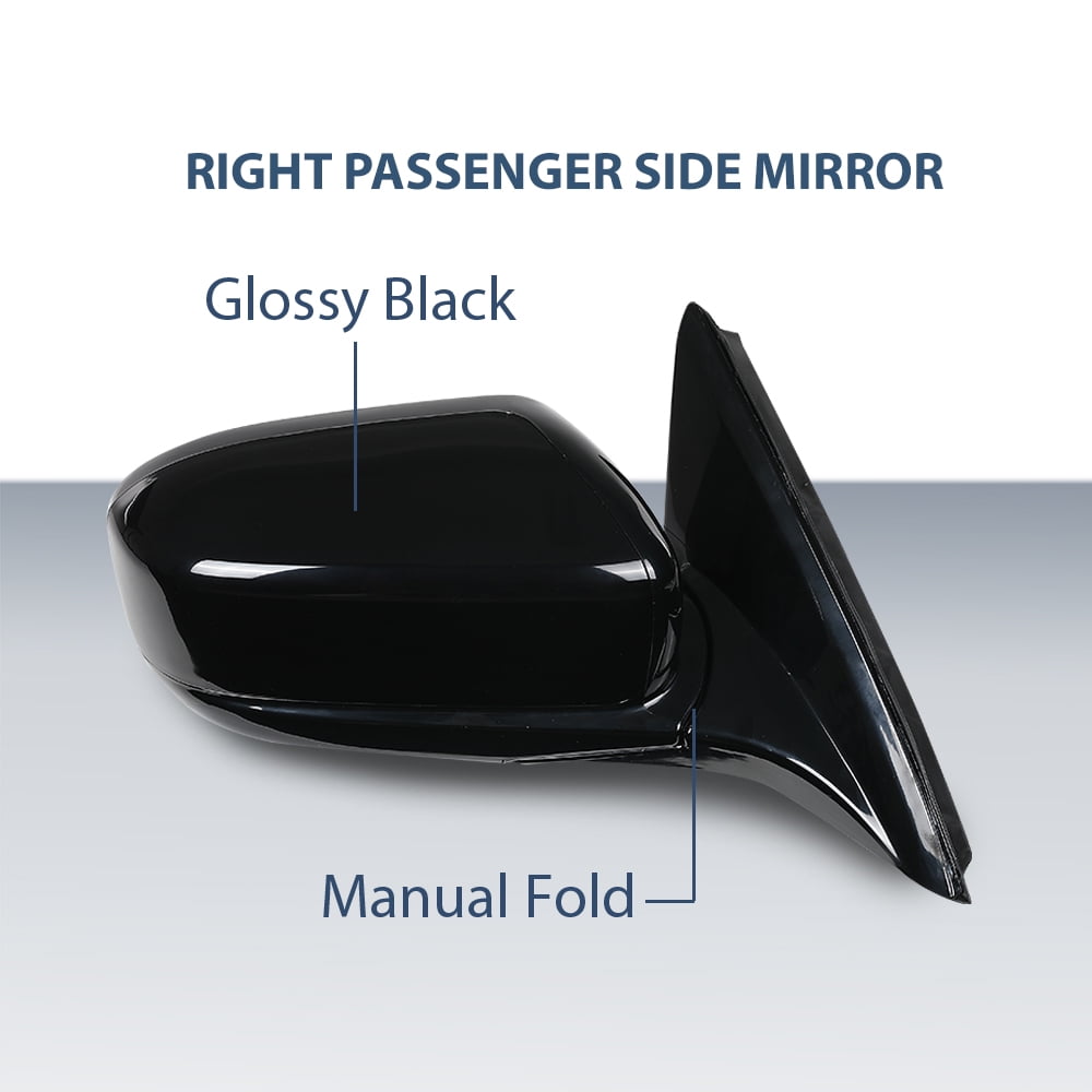 Power Mirror Front Passenger Side Gloss Black Fit for Honda Accord 2003-2007 3-Pin Manual Folding