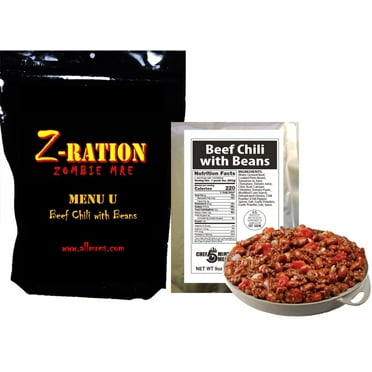 Z-Ration - Menu U MRE (Meal, Ready to Eat) Beef Chili with Beans: Convenient and Tasty.