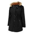 thumbnail image 6 of Women's 3 in 1 Maternity Puffer Coat, Knee Length Hooded Parka with Removable Faux Fur Trim, Adjustable Belly Panel, Winter Pregnancy Jacket Black XXXL, 6 of 9