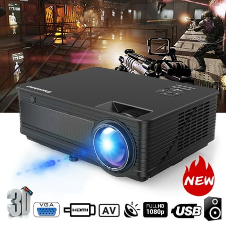 Excelvan Mini Projector,Support Full HD 1080P HDMI VGA AV USB Multimedia Home Theater Connect,Connect With PS4 XBOX TV BOX iPhone iPad Android Laptop DVD External