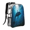 thumbnail image 3 of Kdxio Ocean Dolphin Fish School Clear Backpack, Transparent Bookbag for School for Women Men, Capacity Clear Bag for College, Travel, 3 of 7
