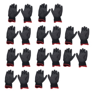 Work Gloves Men, Work Gloves Pack 10 Pairs Safety Work Gloves PU Coated Static Proof Nylon General Black with Red Edge for Lab, Electronic Workshop, Gardening